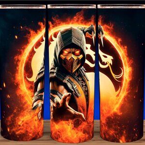 Mortal Kombat Scorpion Fire Gaming Cup Mug Tumbler 20oz